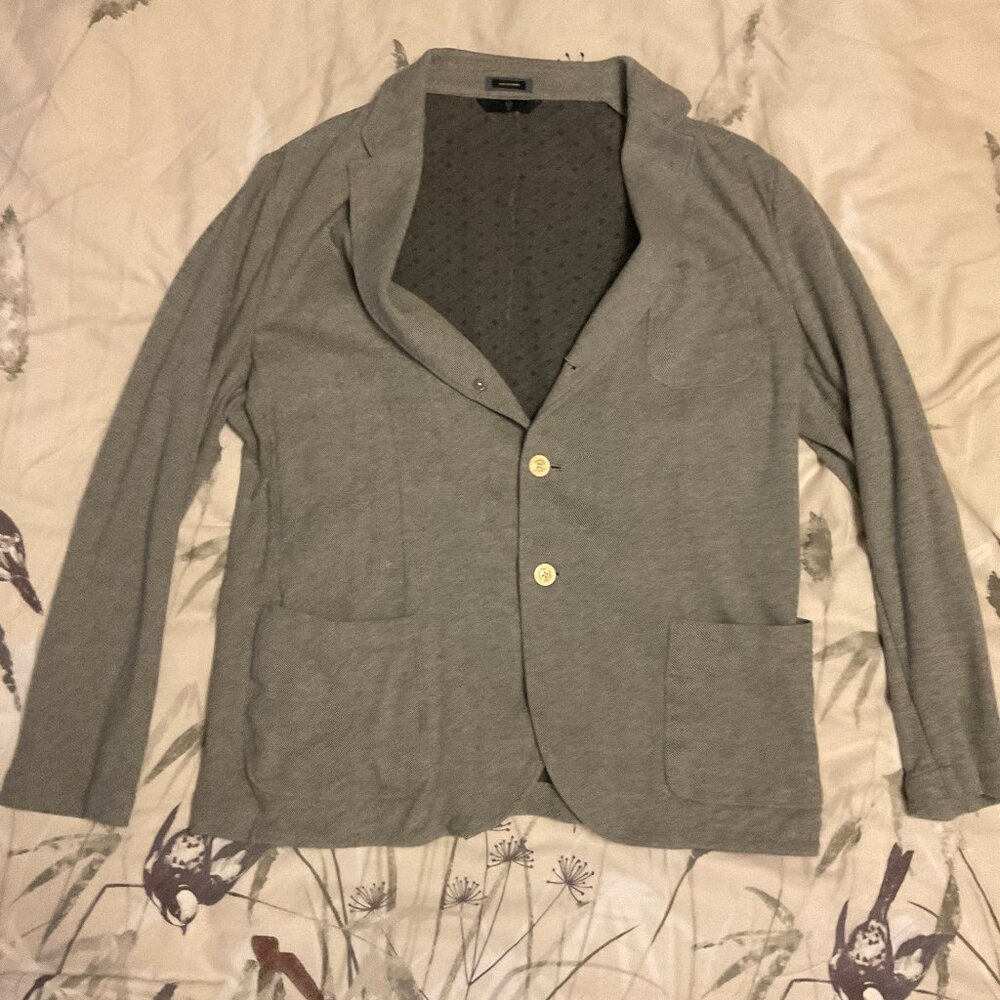 Massimo Dutti Grey Knit Blazer Jacket 48R Soft Tailored Casual - Picture 2 of 11